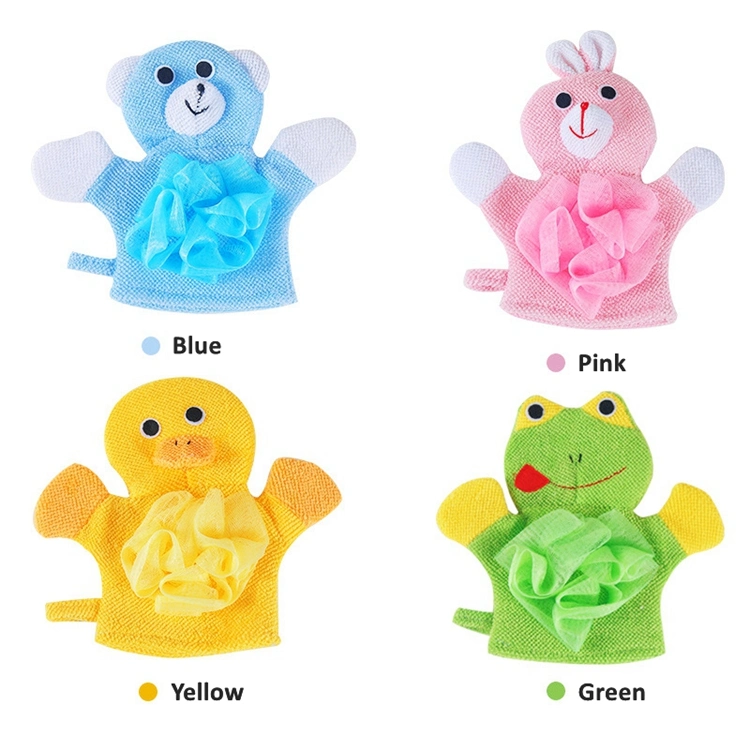 Custom Animal Design Shower & Bathing Scrub Loofah Sponge Exfoliating Scrubber Baby Bath Mitt Gloves for Children Bath Toy